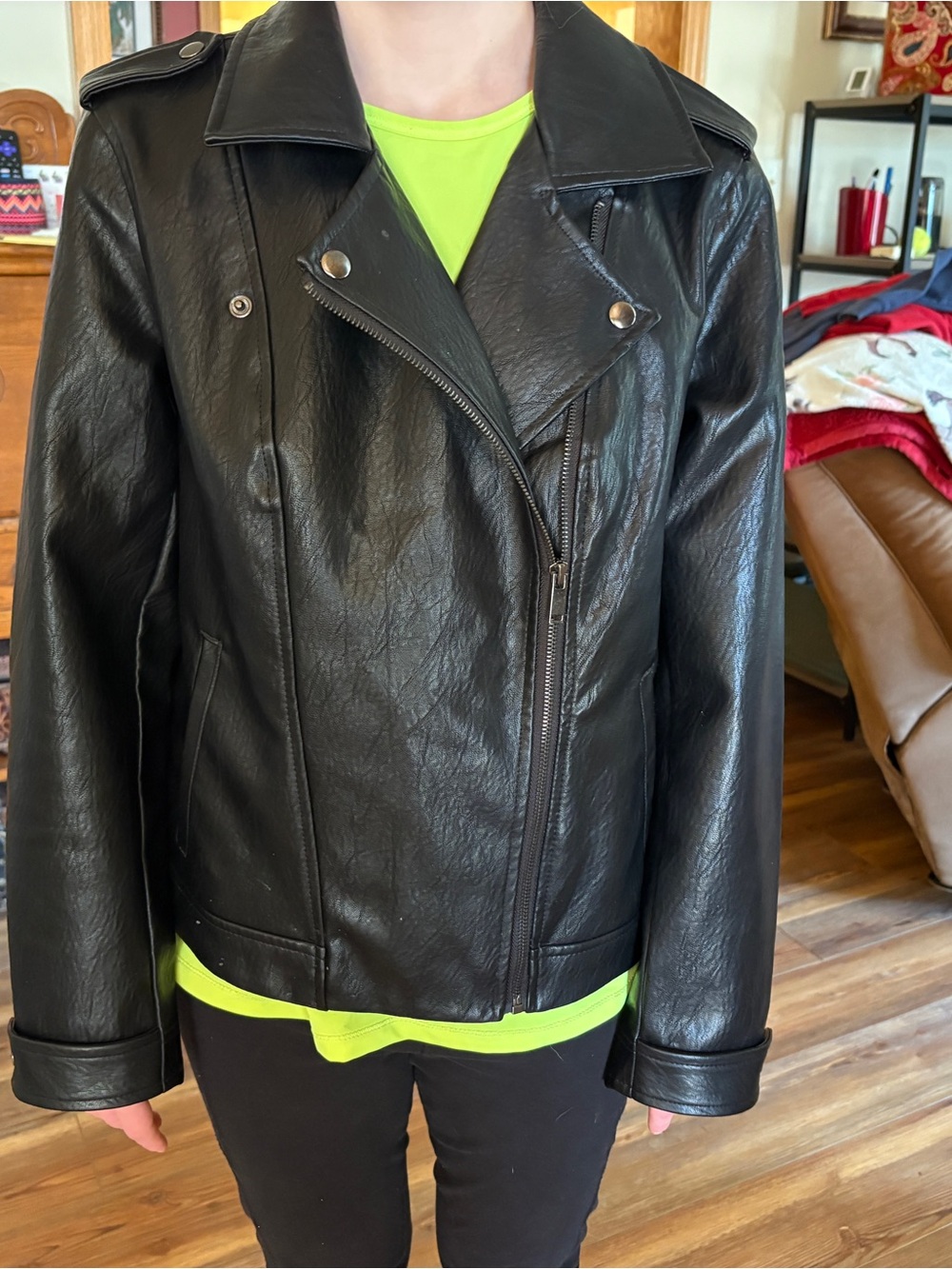 Old Navy Black Faux Leather Moto Jacket - Women